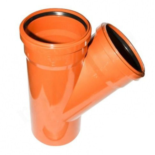 Тройник 45° 160-160-160, Sinikon НПВХ, раструб-труба, оранжевый