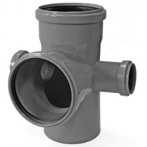 Крестовина 87 110-110-50-50-110, Sinikon Стандарт, раструб-труба, серый