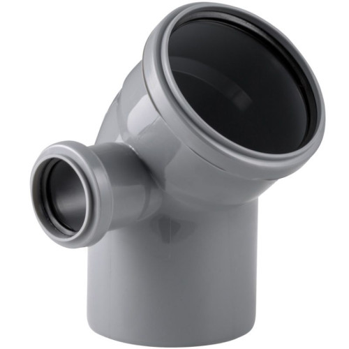 Отвод 45° 110-50-110, RTP, раструб-труба, серый, левая