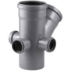 Крестовина 45° 110-110-50-50-50, RTP, раструб-труба, серый, правая/левая/тыл