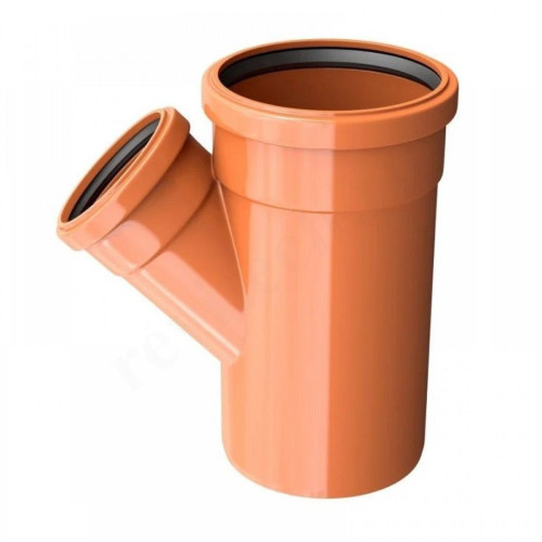 Тройник 45° 160-110-160, Хемкор, раструб-труба, оранжевый