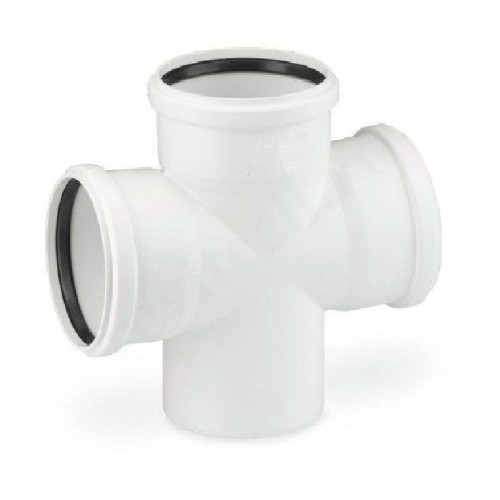 Крестовина 87° 110-110-110-110, Sinikon COMFORT PLUS, раструб-труба, белый, одноплоскостная