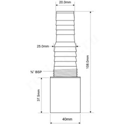Переходник 40-20, McAlpine, труба-штуцер, белый