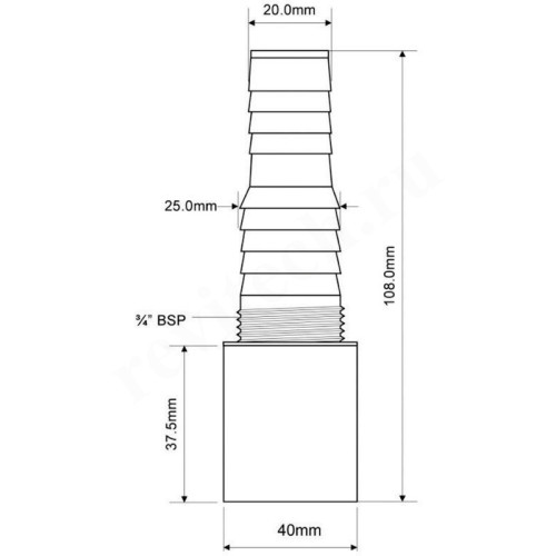 Переходник 40-20, McAlpine, труба-штуцер, белый