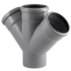 Крестовина 45° 110-110-110-110, RTP, раструб-труба, серый, одноплоскостная