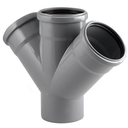 Крестовина 45° 110-110-110-110, RTP, раструб-труба, серый, одноплоскостная