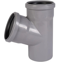 Тройник 67 110-110-110, Sinikon Стандарт, раструб-труба, серый