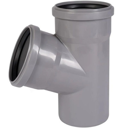 Тройник 67 110-110-110, Sinikon Стандарт, раструб-труба, серый
