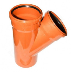Тройник 45 200-200-200, Sinikon НПВХ, раструб-труба, оранжевый