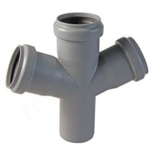 Крестовина 67 50-50-50-50, Sinikon Стандарт, раструб-труба, серый