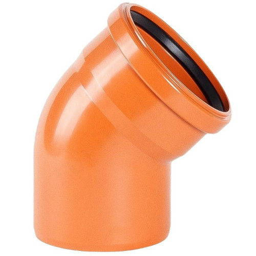 Отвод 45° 110-110, Хемкор, раструб-труба, оранжевый