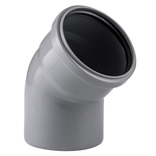 Отвод 45° 110-110, RTP, раструб-труба, серый