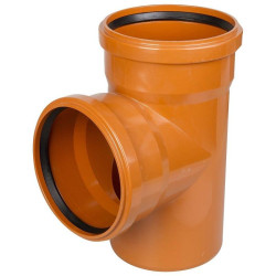Тройник 87° 110-110-110, Valfex, раструб-труба, оранжевый