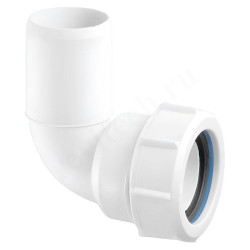 Отвод для сифона 40-40, McAlpine, обжим-труба, белый