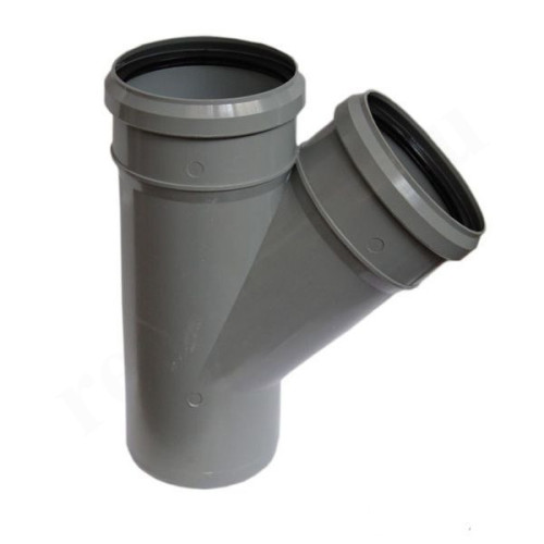 Тройник 45° 110-110-110, Sinikon Стандарт, раструб-труба, серый