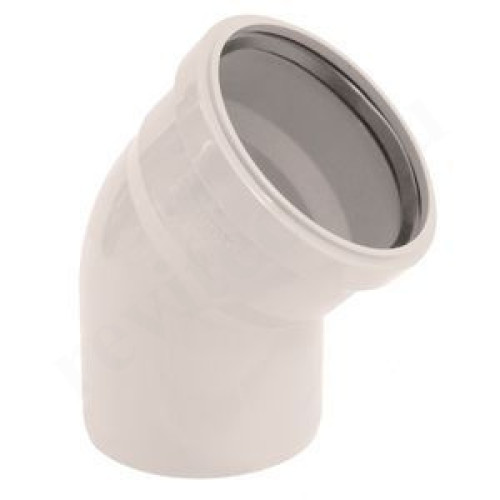 Отвод 45° 110-110, Sinikon COMFORT PLUS, раструб-труба, белый
