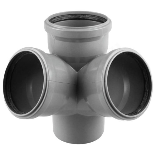 Крестовина 67° 110-110-110-110, RTP, раструб-труба, серый, двухплоскостная
