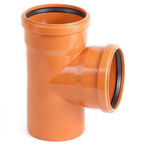 Тройник 87° 160-160-160, Хемкор, раструб-труба, оранжевый