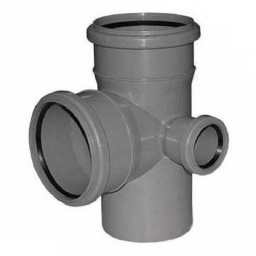 Крестовина 87° 110-110-110-50, Sinikon Стандарт, раструб-труба, серый, двухплоскостная