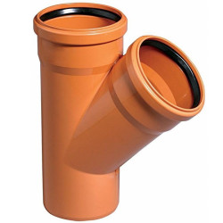 Тройник 45° 160-110-160, Valfex, раструб-труба, оранжевый