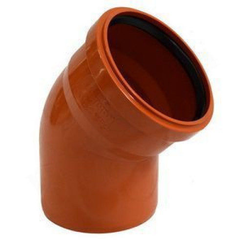 Отвод 45 200-200, Sinikon НПВХ, раструб-труба, оранжевый