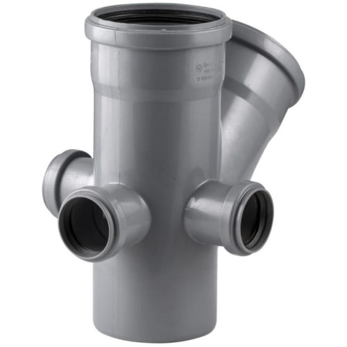 Крестовина 45° 110-110-50-50-50, RTP, раструб-труба, серый, правая/левая/тыл