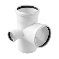 Крестовина 87° 110-110-110-50, Sinikon COMFORT PLUS, раструб-труба, белый, двухплоскостная, левая