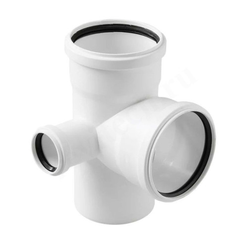 Крестовина 87° 110-110-110-50, Sinikon COMFORT PLUS, раструб-труба, белый, двухплоскостная, левая