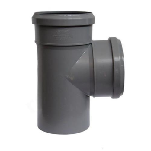 Тройник 87° 110-110-110, Sinikon Стандарт, раструб-труба, серый