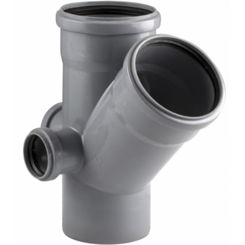 Крестовина 45° 110-110-50-50-110, RTP, раструб-труба, серый, левая/тыл