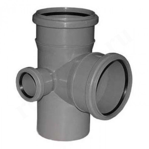 Крестовина 87° 110-110-110-50, Sinikon Стандарт, раструб-труба, серый, двухплоскостная