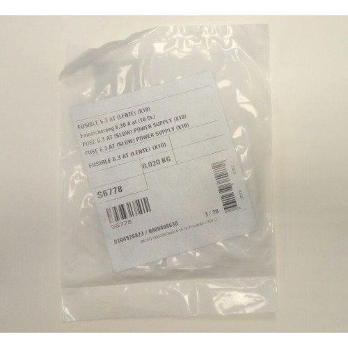 Стеклянный плавкий предохранитель 6.30 А с временной задержкой срабатывания(10 шт.), De Dietrich